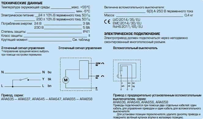13023600 комплект: 3-ход. клапан VRG232 G 1 1/2" DN32 kvs16 та привід ARA645 2 точки, 230В, 30 сек