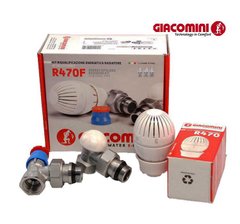 Комплект термостатичний Giacomini 1/2” кутовий 2 крана та термоголовка, R470FX003